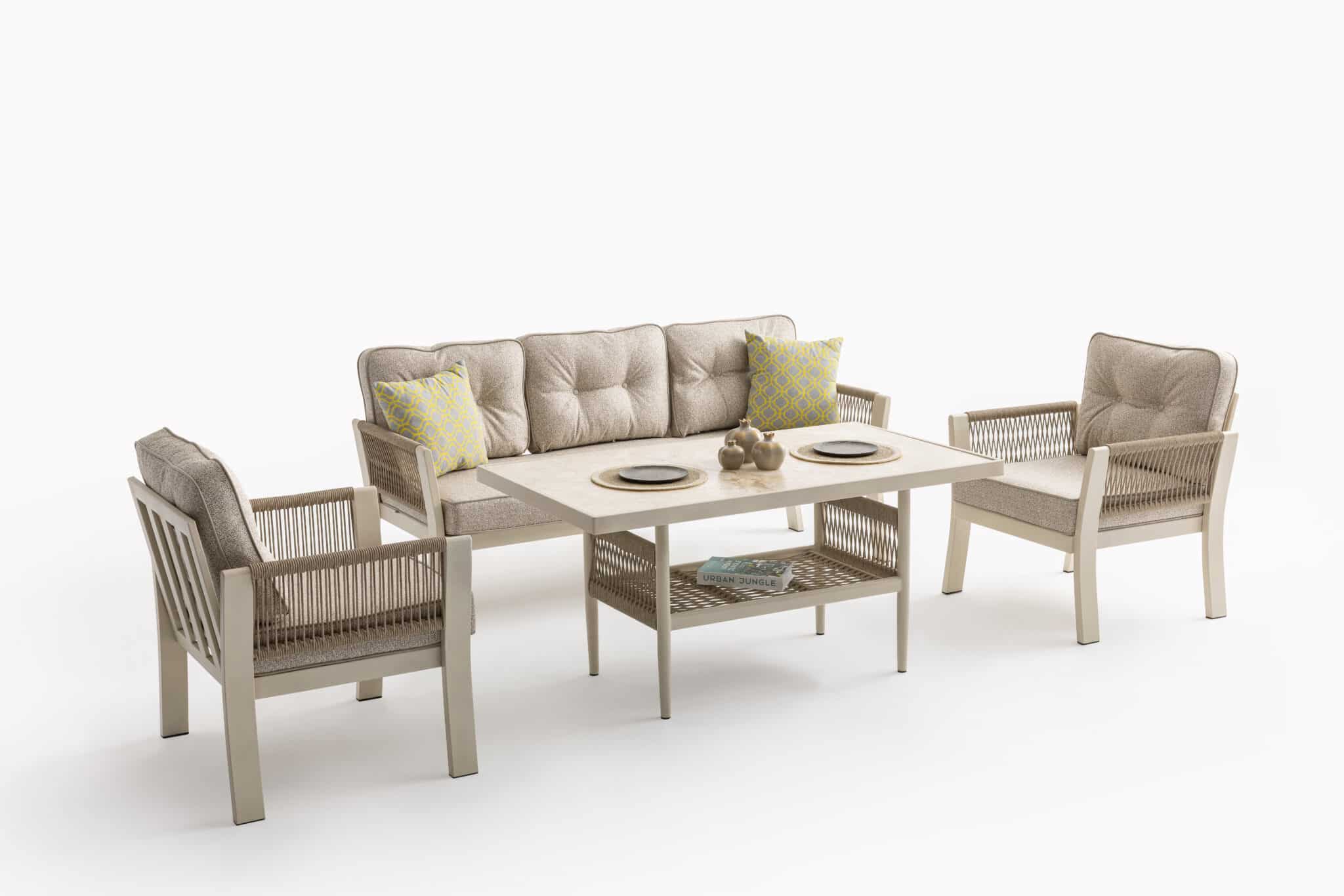ROMA Set mobilier pentru terasa/gradina, canapea, 2 fotolii si masa