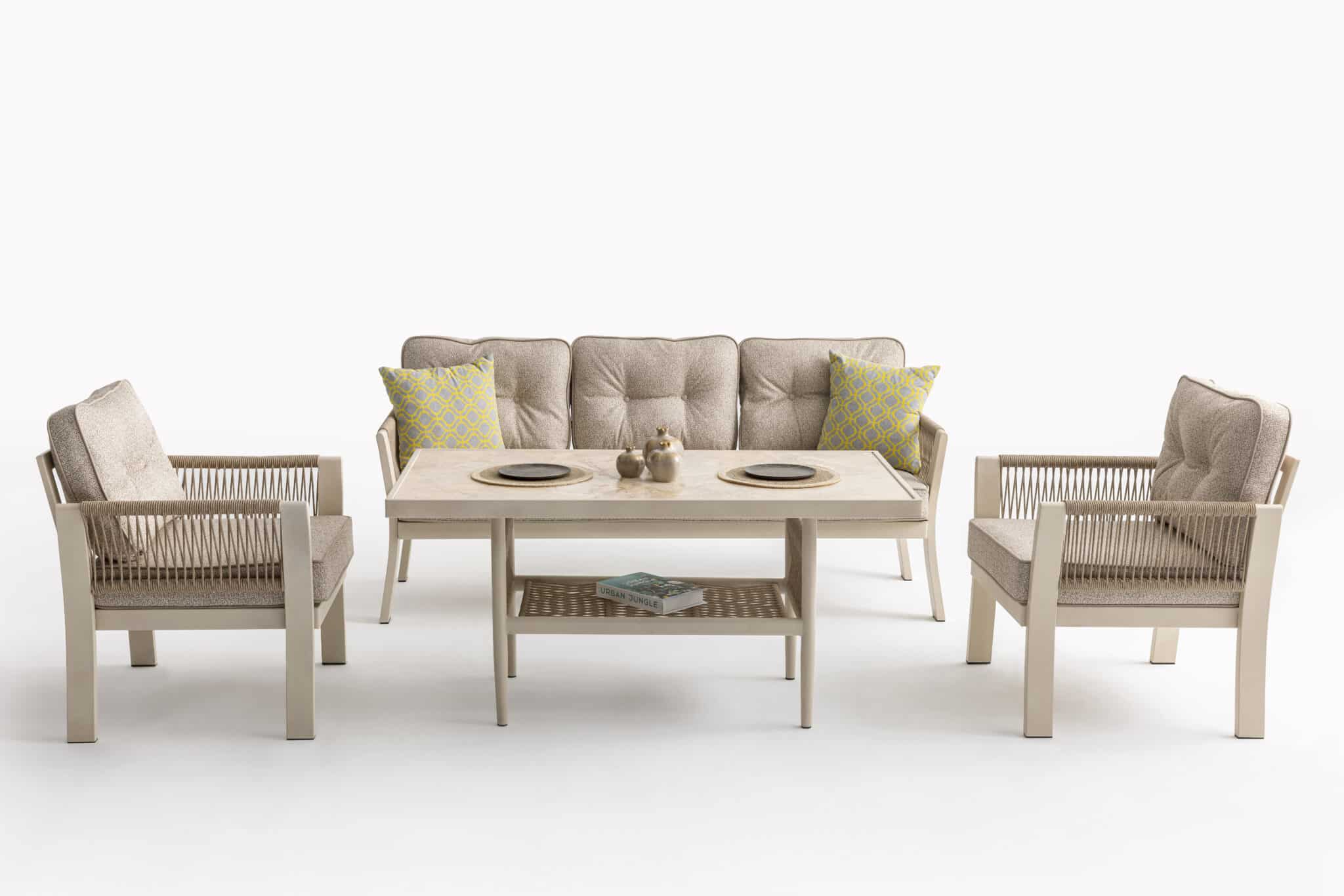 ROMA Set mobilier pentru terasa/gradina, canapea, 2 fotolii si masa