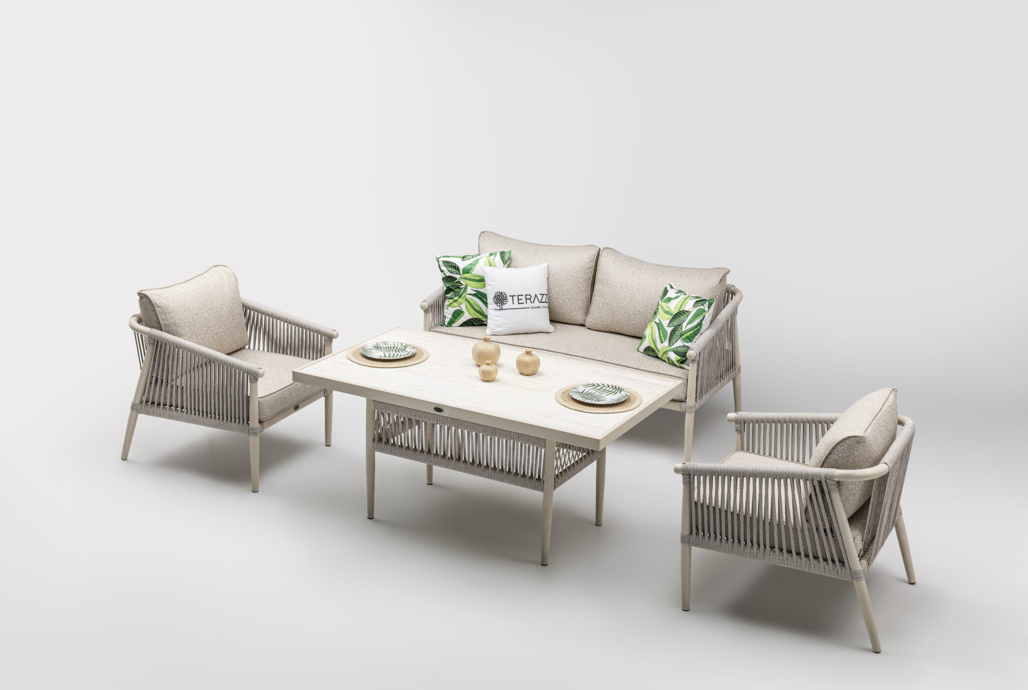 CALISTO 211Set mobilier pentru terasa/gradina, canapea, 2 fotolii si masa