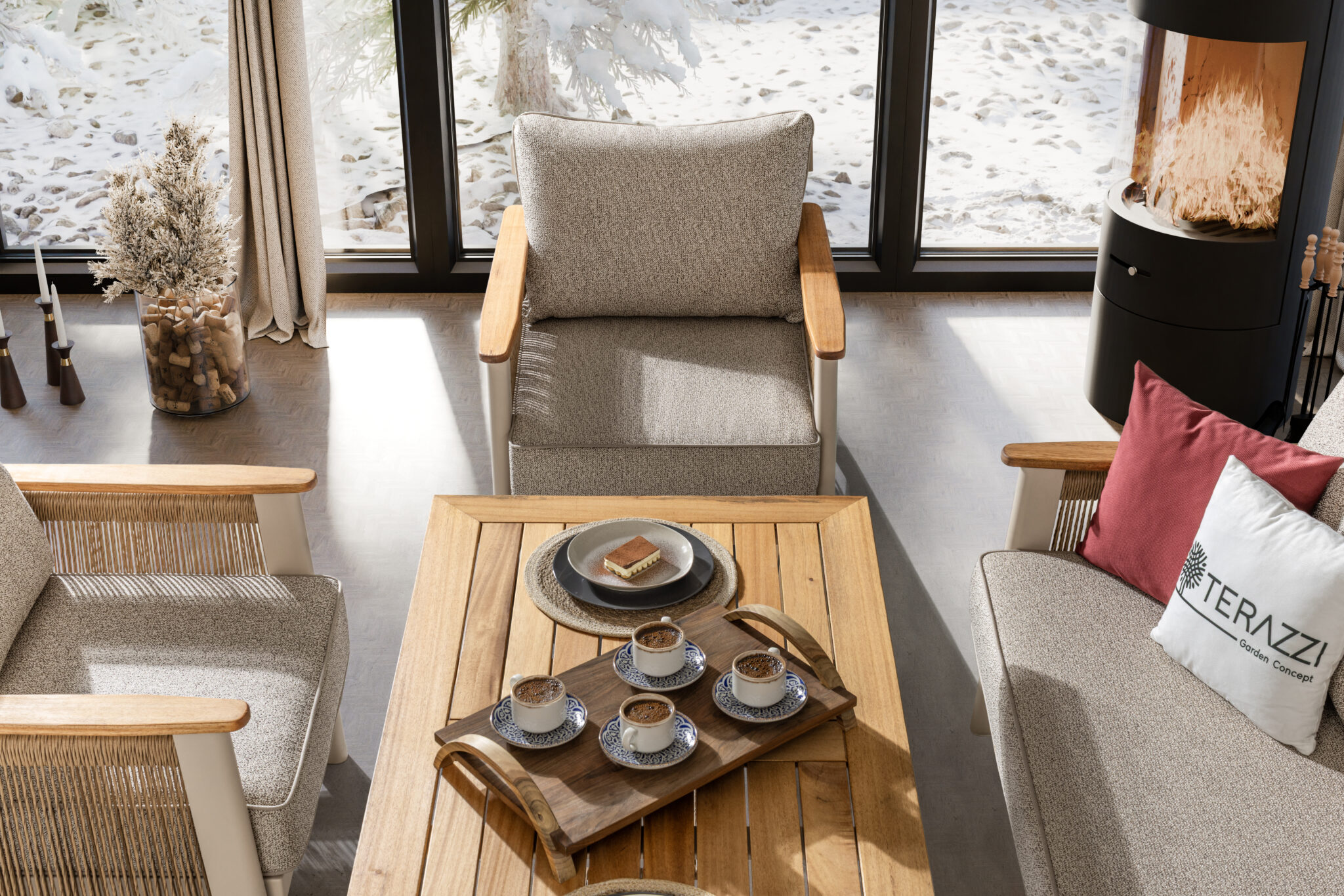 MELODY Set mobilier pentru terasa/gradina, canapea, 2 fotolii si masa